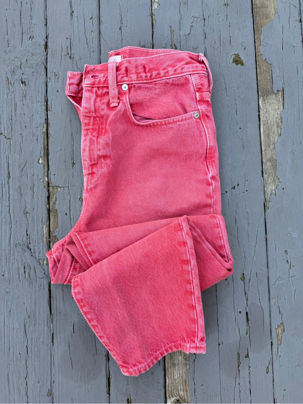 Madewell HIGH RISE Jeans in Bright Pink / MOM JEAN